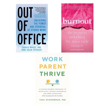 collage of 3 great books about work-life balance for professional women