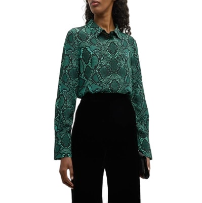 Tuesday's Workwear Report: Brandy Snakeskin-Print Button-Down Silk Blouse