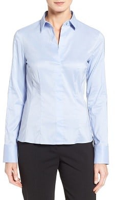 Stretch Cotton dress shirt for women: Hugo Boss blouse | Corporette