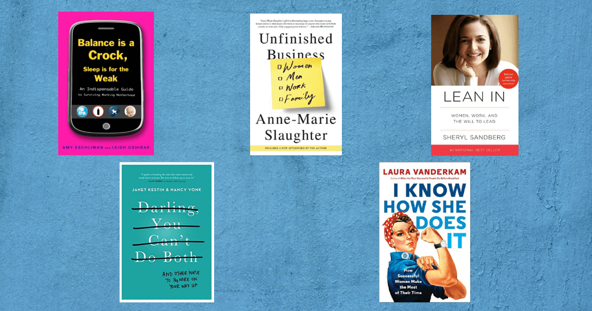 collage of book titles for working mothers