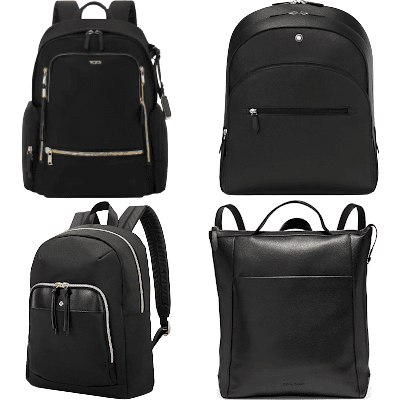 collage of 4 backpacks for work